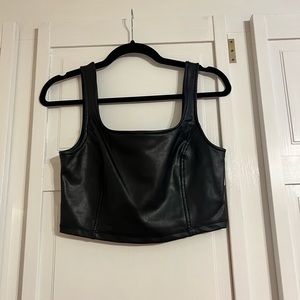 Black faux leather crop top size S